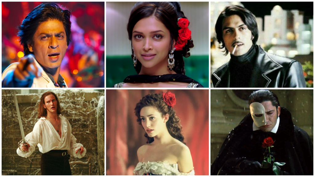 Om Shanti Om and Phantom of the Opera similarities: Shah Rukh Khan, Deepika Padukone, Arjun Rampal, Patrick Wilson, Emmy Roussom, Gerard Butler